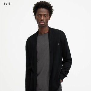 Men’s All Saints Merino Wool Black Cardigan Size Large